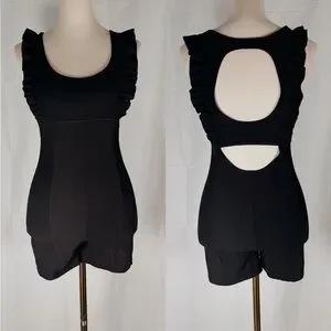 FP Movement by Free People Black Ruffle Jumpsuit